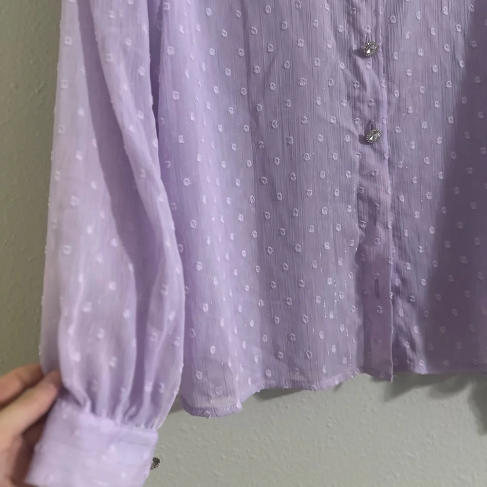 Sister Jane Lavender Blouse with White Collar - Picture 6 of 15